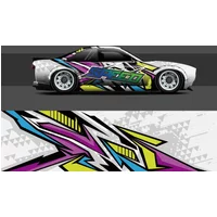 Colorful Racing Car Graphic Decal Full Body Vinyl Wrap Modern Design Vector Image Car Full Wrap Sticker Decorative Car Decal