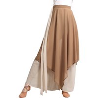 Women's Classical Dance Trousers Loose Fit Double Layered Color Clash Chiffon Pants for Modern Dance Practice Stage Costumes