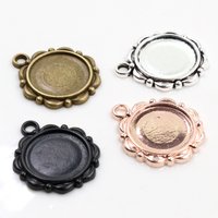 15pcs 14mm Inner Size Antique Bronze Silver Color ,Rose Gold Color Black Cabochon Base Cameo Setting Charms Pendant