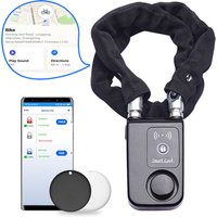 110dB Alarm Bike Chain Lock IP55 Waterproof Anti-Theft Steel Security Lock with AirTag Slot for Bicycle Motorcycle Scooter