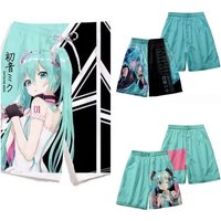 2026 Hot-selling Summer Adult Children Fashion 3D Animation Hatsune Miku Loose Comfortable Quick Dry Beach Pants Pajamas