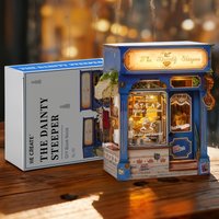 British Tea Room Book Nook DIY Model Kit with Laser-Cut Precision Pieces 3D Wooden Puzzle Collectible Desk Home Decor for Gift