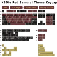 KBDiy GMK Keycap Double Shot Cherry Profile PBT GMK Red Samurai Keycaps for Mechanical Keyboard ISO 174 Keys/Set for GMK67 K500