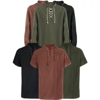 2025 Long Sleeve Bandage Medieval Renaissance Pullover Vintage Shirt for Men & Women,Gothic Short Sleeve Warrior Unisex Camisa