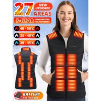 Smart Heated Vest for Women,27/21/2 Zone Warmth, 4 Controls,3 Heat Levels to 50Celsius Max for Winter Commuting/Holiday Presents