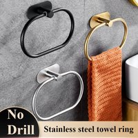 Stainless Steel Towel Ring Holder Self Adhesive No Drill Wall Mounted Bathroom Rack for Hand Towel Storage Towel Holder Bathroom