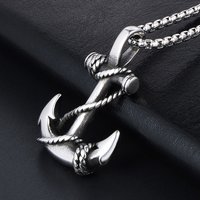 Vintage Personality Viking Anchor Necklace Pendant For Men Punk Stainless Steel Chain Anchor Pendant Men Jewelry Gift Wholesale