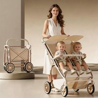 New High-view Twin Stroller Can Sit or Lie Down Baby Stroller Lightweight Foldable Double Baby Stroller Double Pram Pushchairs