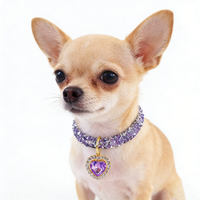 Adjustable Pet Necklace Cat Dog Collar with Diamond Zircon Heart Pendant Jewelry Luxury Metal Puppy Collars Dog Accessories