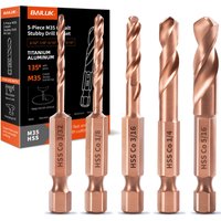 5Pcs M35 Cobalt Stubby Carbide Twist Drill Bit Set For Metal Stainless Steel 3/32"-1/8”-3/16"-1/4"-5/16" 1/4"Hex Shank