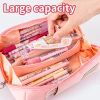 Large-Capacity Zippered Pencil Case Portable Multi-Compartment Pencil Pouch Durable Stationery Storage Bag Student Multiple Case