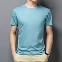 Männer Natürliche Maulbeerseide T-shirts Hochwertige Sommer Lyocell Tops Kurzarm Männlich Atmungsaktive Seide Baumwolle Glatte T-shirts