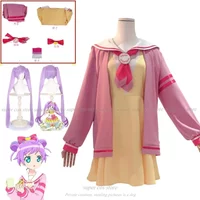 Manaka Laala Cosplay Anime Pripara Costume Pink Youth Cute Academy Short Skirt Accessories Set Halloween Party girl Uniform