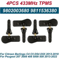 4PCS 433MHZ TPMS Tire Pressure Sensor For Citroen Berlingo C4 C5 DS4 DS5 Peugeot 207 3008 408 5008 508 OEM 9802003680 9811536380