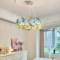 Murano Pink Glass Chandelier French Luxury Round Decor Colorful Crystal Pendant Light for Villa Bedroom Living Room Hanging Lamp