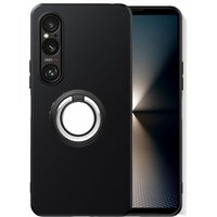 Ring Holder Black Matte Case Soft TPU Shockproof Kickstand Cover On For Sony Xperia 1 5 10 IV III ii VI