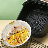 10pc 7/8 Inch Round Tin Foil Tray AirFryer Disposable Food Container Bowls BBQ Take Away Cake Boxes Aluminum Package Box