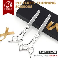 Pet Grooming Scissors FIRELION Dog Hairdressing Cutting Shears 7.0/7.5 Inch 440C Steel Dog Straight Fluffy Thinning Scissors