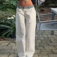 2026 New High-quality Relaxed Fit Denim Pants Casual Elegant Wide Leg Clothes Women's White Oversize Low Waist Commuter Trouser