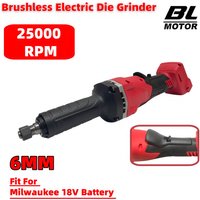 25000RPM Brushless Electric Die Grinder 6mm Chuck Straight Grinders Metal Wood Grinding Engraving Tool For Milwaukee 18V Battery