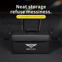 Car Trunk Leather Storage Box Foldable Stowing Tidying Bag For Bentley Continental GT MULLINER Bentayga Flying Hurtling Spurlogo