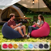 Flocking Inflatable Lazy Sofa Single Bean Bag Shape Foldable Spherical Inflatable Multicolor Sofa Relaxing and Comfortable Home