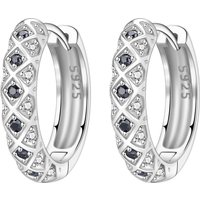 Orstarry S925 Sterling Silver Chessboard Black White Zircon Earrings Versatile Hoop Earrings Women Jewelry Original Party Gifts