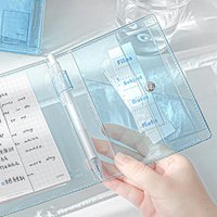 A7 Clear PVC Refillable Notebook Portable Loose Leaf Notebook Ins Style Tri-Fold Accordion Journal Aesthetic Pocket Plan