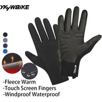 AliExpress YKYWBIKE Touch Screen Full Finger Winter Cycling Gloves Fleece Lined Windproof Water Repellent Shock Absorption MTB Road Bike