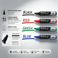 16/4pcs Push-Button Whiteboard Markers - Vibrant Quick-Dry Low-Odor Chisel Tip Pens for Office