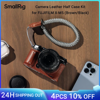 SmallRig Kamera-Halbetui aus Leder für FUJIFILM X-M5 mit Handschlaufe im Retro-Stil mit 1/4-Zoll-20-Gewindeloch in Braun/Schwarz