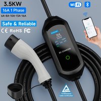 3.5KW Type2 IEC62196-2 Portable EV Charger 16A Type1 SAE J1772 EVSE Fast Charging Cable GB/T Wallbox WiFi APP Bluetooth Control