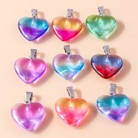 5pcs Cute Colorful Gradient Love Crystal Heart Charms for DIY Pendants Necklace DIY Jewelry Making Accessories