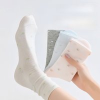 New Women 100% Cotton Spring Autumn Winter Socks Sets Female Lady Floral Print Middle Tube Cute Short Socks For Women