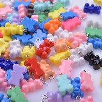 MIxed Colorful Cartoon Cute Resin Gummy Bear Animal Pendant for Earring Bracelet Keychain DIY Jewelry Making Accessory Findings