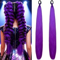 Synthetic 2Pes Purple With Rubber Band Ponytail Long DIY Braided Ponytail Hair Extensions For Women Daily Party