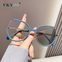 VKYEE Cat-Eye Neuerscheinung Übergroßes Rahmendesign Damen-Photochromatische Anti-Blaulicht-Lesebrille mit Anpassbarer Sehstärke
