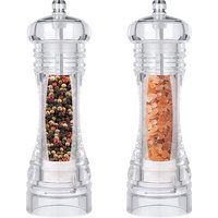 LMETJMA Clear Arcylic Salt Pepper Grinder Mill with Adjustable Coarseness Mills Refillable Sea Salt Pepper Shakers Mill JT133