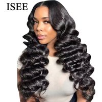 ISEE Hair Wear And Go Wig Glueless Loose Deep Wave Lace Front Human Hair Wig Transparent Lace Closure Deep Wave Wigs PrePlucked