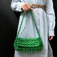 European and American style French niche design bag 2026 new foreign trade style armpit bag bead woven shoulder bag