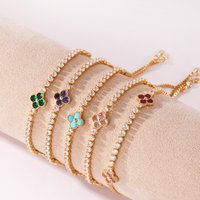 Adjustable Colorful Clover Zircon Bracelet Fashion Charm Tennis Charm Exquisite Cute Sweet Shining Crystal Jewelry Gift
