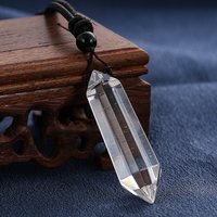 Geometry Double Pointed Herkimer Natural White Crystal Quartz Pendant Necklace Energy Stone Reiki Chakras Dangle Choker Jewelry