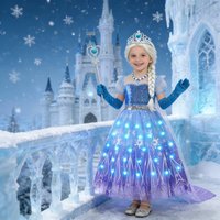 Girls Dress Children's Sequin Glow Princess Dress Fantasy Children's Cosplay Queen Costume Halloween Carnival Girls Party Dress