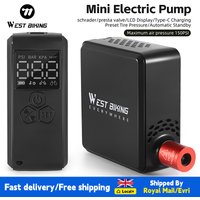 WEST BIKING Bike Pump Portable Mini Electric Air Pump 150PSI Tire Inflator Car Bike Motorcycle Bicycle Pump With LCD Display
