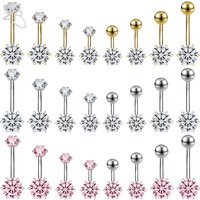ZS 1 Piece 14G Stainless Steel Belly Button Ring For Women Girls White Pink CZ Crystal Navel Piercings Body Piercing 6/8/10/12MM