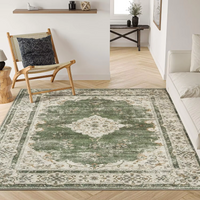 VIKAMA Washed Imitation Cashmere Carpet Green Home Area Carpet Living Room Soft Anti slip Retro Bedroom Bohemian Foot Mat