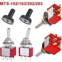 10Pcs Miniature 3Pin 6Pin 6mm Rocker Switch 2A/250V 5A/120V MTS-102/103 MTS-202/203 Toggle Switch with Waterproof Cap