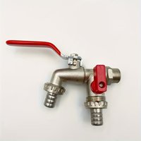 1 Double-Outlet Garden Faucet, 304 Stainless Steel Single-Hole Installation, Universal Threaded Metal Outdoor Faucet Compatible with Sprinklers and Water Guns, Suitable for 3 Gardens