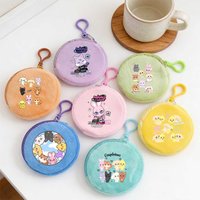 Kpop ATEEZ Idol Coin Purses Keychain Cartoon Anime Pattern Printed Wallet Women Men Outdoor Fashion Mini Purse Keyring Gifts New