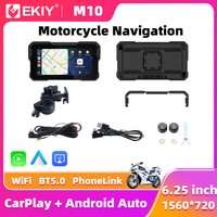 EKIY 6.25 inch Wireless CarPlay Moto Android Auto Portable Digital Motorcycle Dashboard GPS Navigation Removable Display Screen